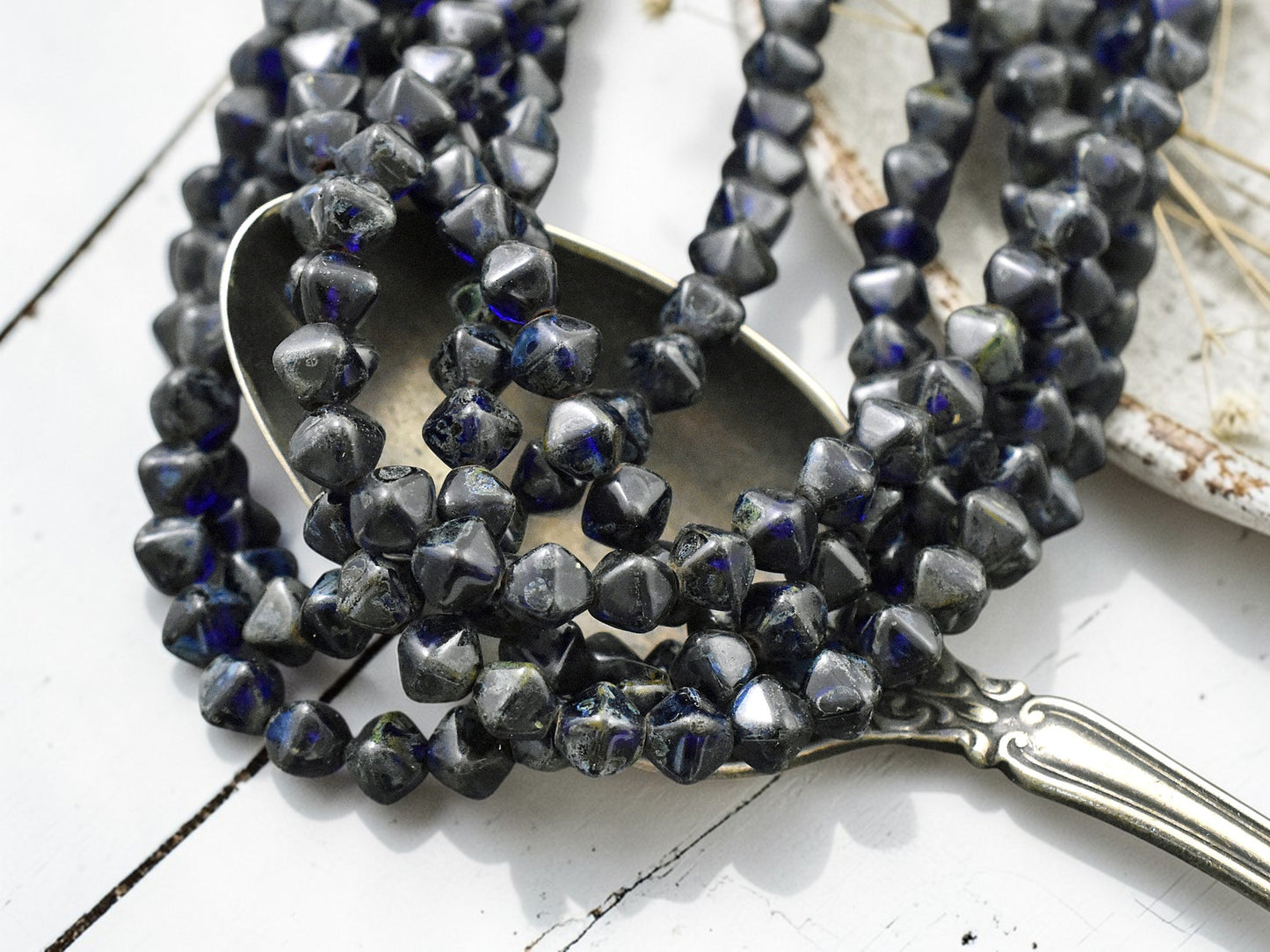 *40* 6mm Cobalt Travertine Lucerna Bicone Beads