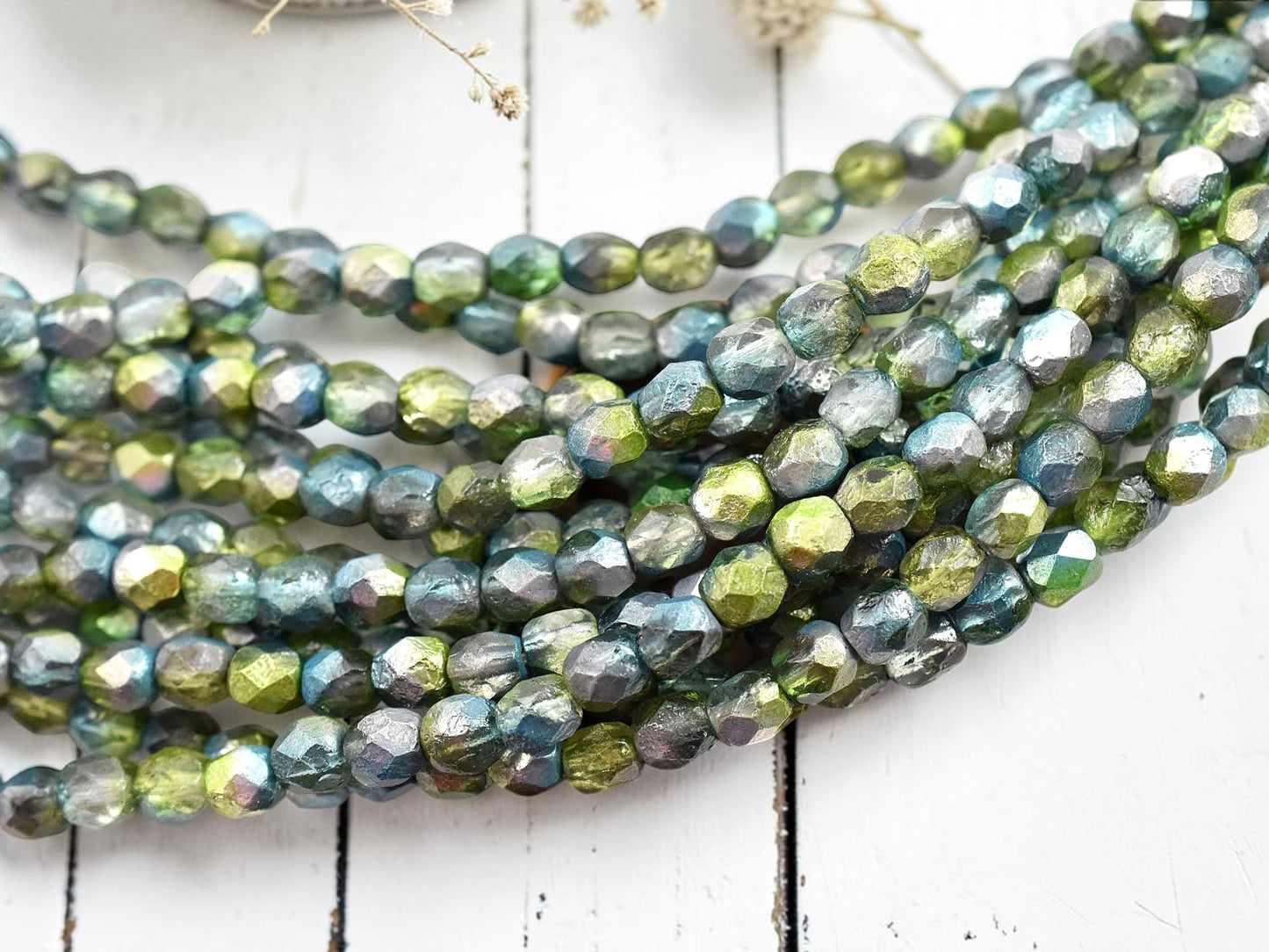 *25* 6mm Etched Matte Laguna Celestial Fire Polished Round Beads