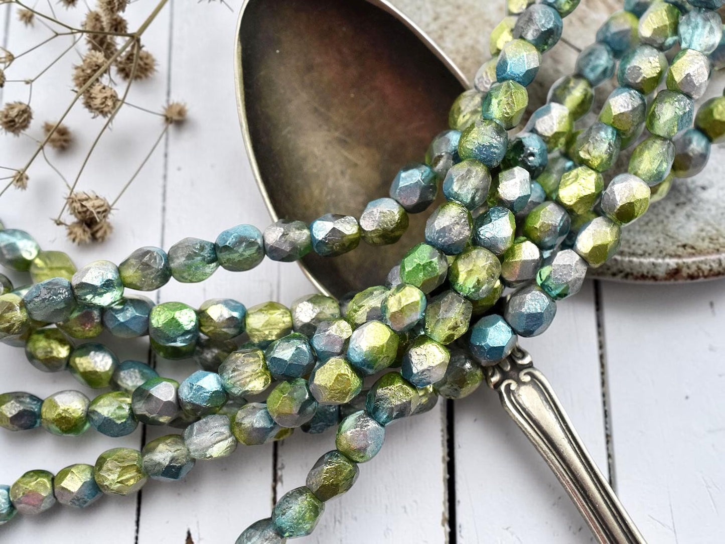 *25* 6mm Etched Matte Laguna Celestial Fire Polished Round Beads