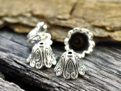 *20* 11x15mm Antique Silver Ornate Bead Caps