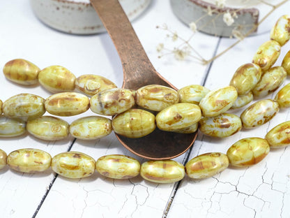 *10* 20x11mm Albaster Travertine Wedged Oval Beads