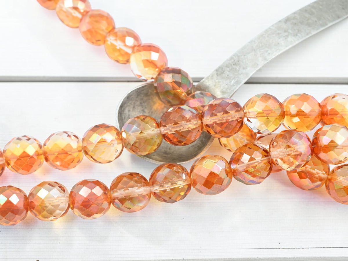 Crystal Chili Pepper Fire Polished Round Beads - Choose Your Size