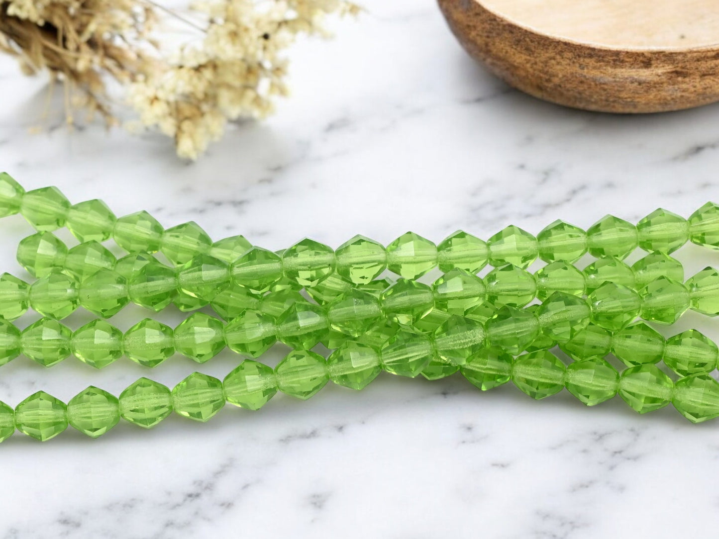*16* 8mm Peridot Faceted Bicone Beads