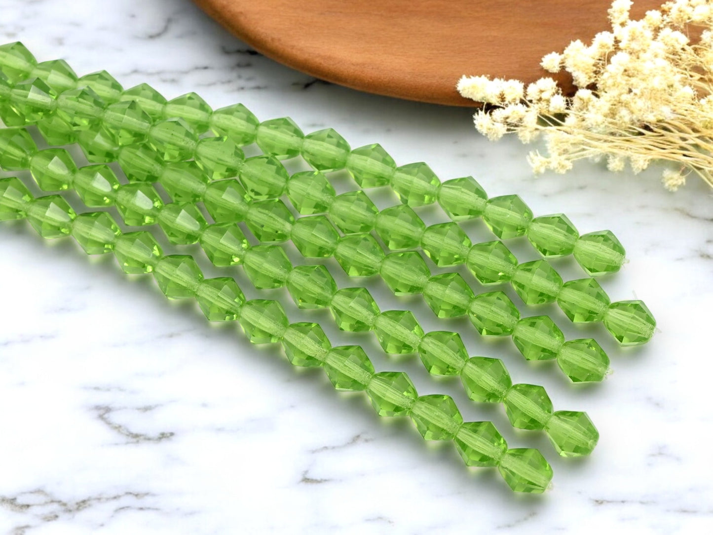 *16* 8mm Peridot Faceted Bicone Beads