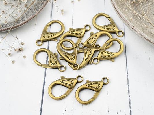 *10* 31x16mm Antique Bronze Lobster Clasps