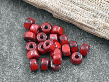 20g 3 Cut Red Travertine 2/0 Matubo Beads