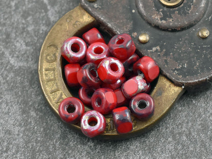 20g 3 Cut Red Travertine 2/0 Matubo Beads