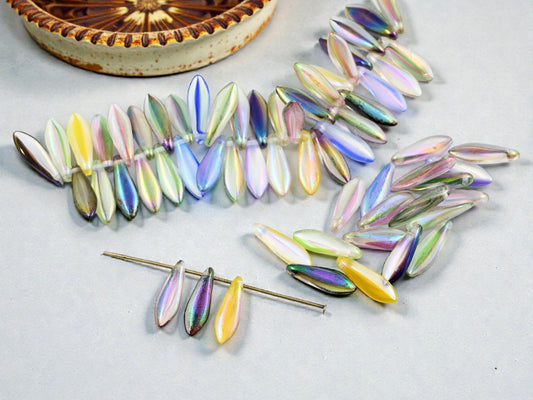 *50* 5x16mm Summer Crystal Luster Dagger Beads