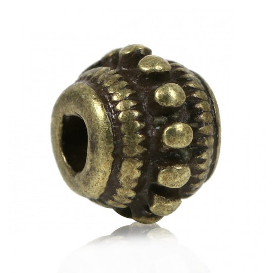 *30* 7x5mm Antique Bronze Large Hole Barrel Beads