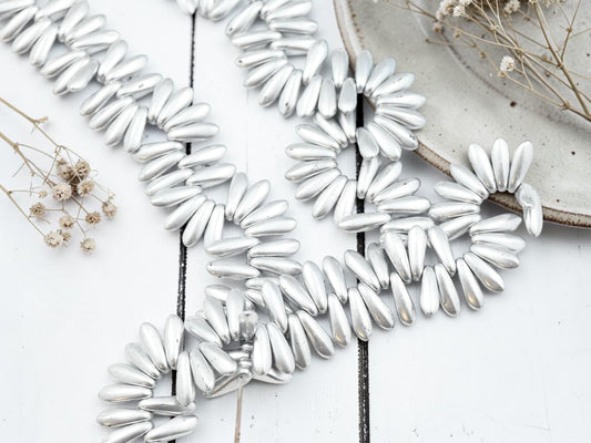 *50* 3x11mm Matte Silver Dagger Beads