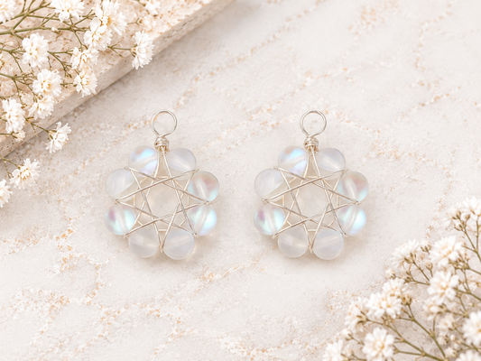 *2* 30x23mm Frosted Synthetic Moonstone Bead Pendants