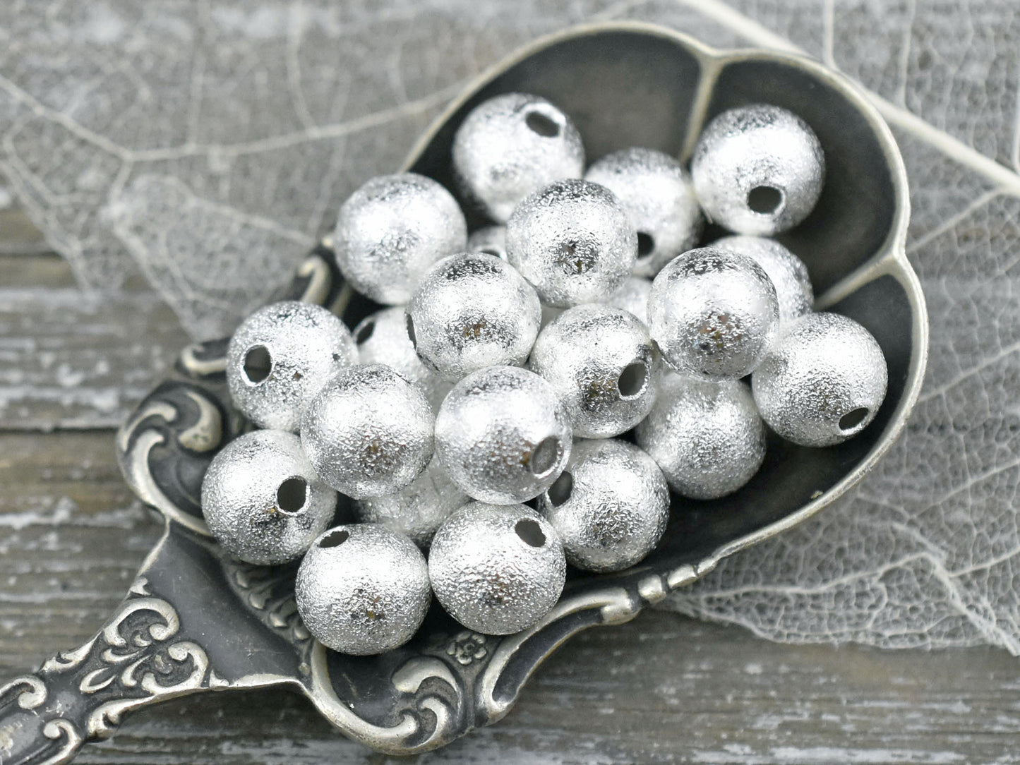 Stardust Beads - Metal Beads - Silver Beads - Spacer Beads - Round Beads - Ball Beads - Brass Beads - Choose Your Size