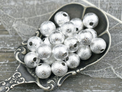 Stardust Beads - Metal Beads - Silver Beads - Spacer Beads - Round Beads - Ball Beads - Brass Beads - Choose Your Size