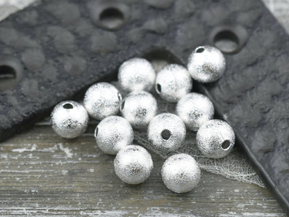 Stardust Beads - Metal Beads - Silver Beads - Spacer Beads - Round Beads - Ball Beads - Brass Beads - Choose Your Size