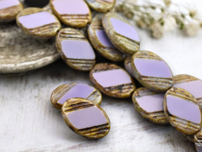 25x17mm Opaque Purple Travertine Large Oval Beads