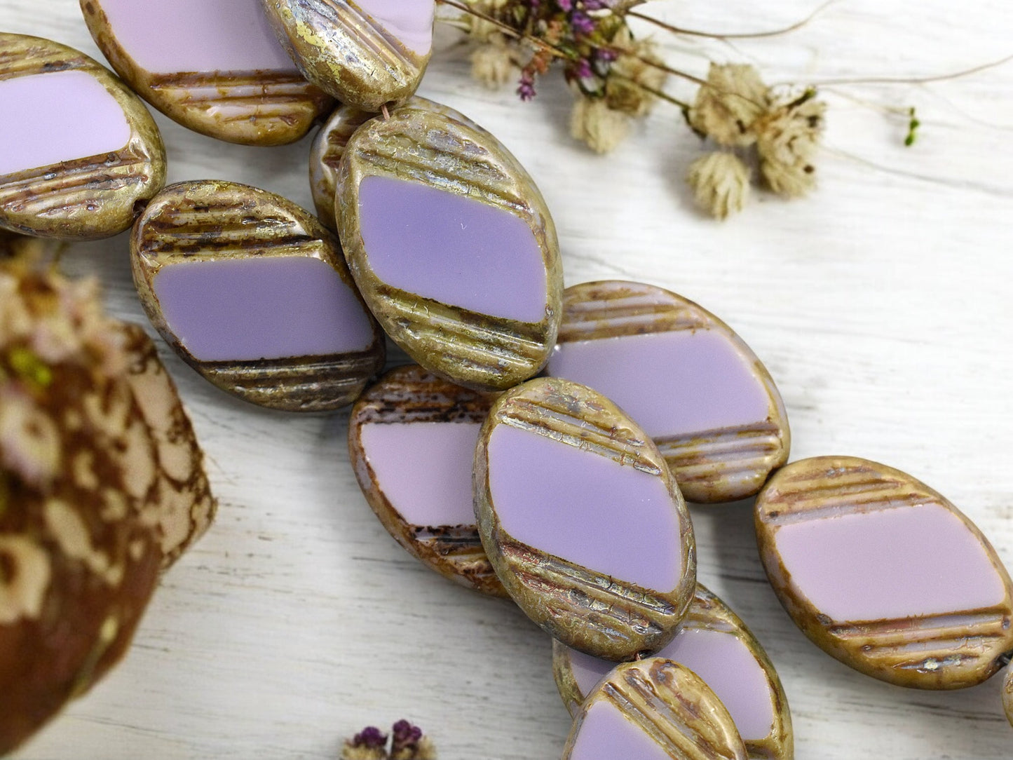 25x17mm Opaque Purple Travertine Large Oval Beads