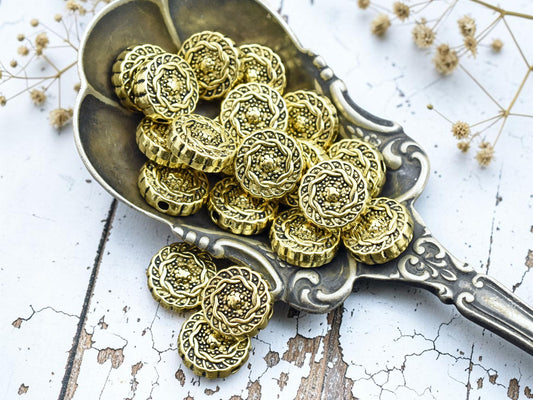 *50* 10mm Antique Gold Coin Beads