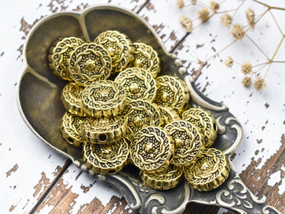 *50* 10mm Antique Gold Coin Beads