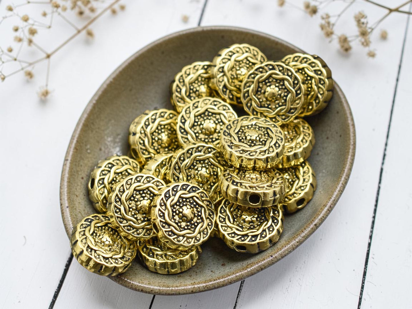 *50* 10mm Antique Gold Coin Beads