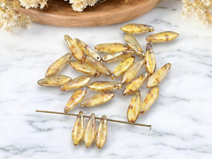 *40* 5x16mm Crystal Luster Picasso Dagger Beads