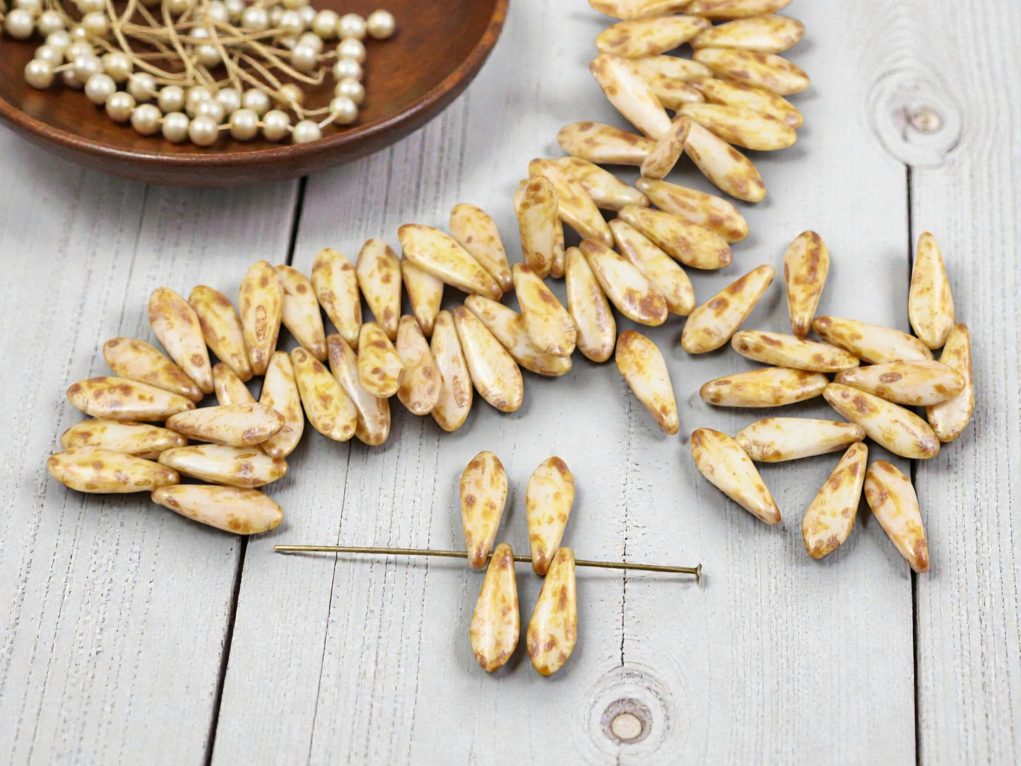 *25* 5x16mm Opaque Alabaster Picasso Dagger Beads