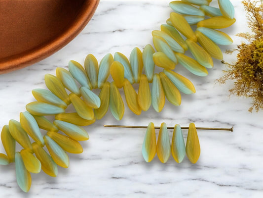 *50* 5x16mm Matte Turquoise Amber Dagger Beads