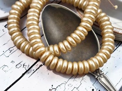 8x3mm Champagne Celestial Pearl Rondelle Beads (16" Strand)