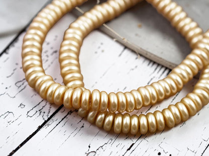 8x3mm Champagne Celestial Pearl Rondelle Beads (16" Strand)