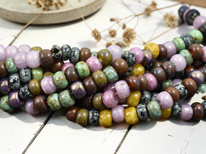33/0 Aged Rosaline Striped Picasso Seed Bead Mix (9" Strand)