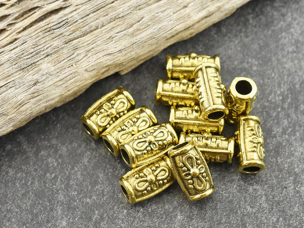 *25* 11x6mm Antique Gold Column Beads