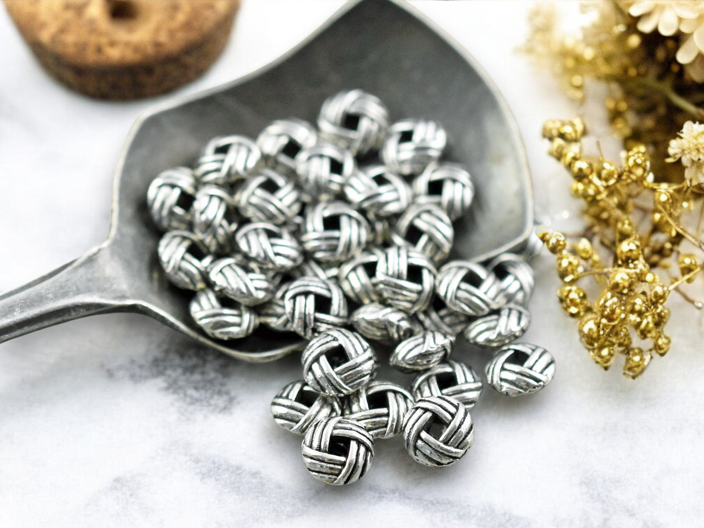 *100* 6mm Antique Silver Puffy Rondelle Spacer Beads