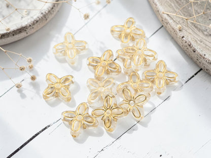 *15* 17mm Gilded Crystal Acrylic 4 Petal Flower Beads