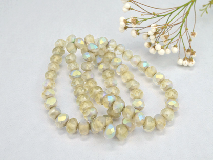 *25* 6x8mm Antique Silver AB Washed Matte Crystal Fire Polished Rondelle Beads