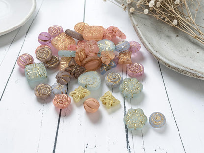 Gilded Translucent Mixed Shape Acrylic Beads (24 gram Tube)
