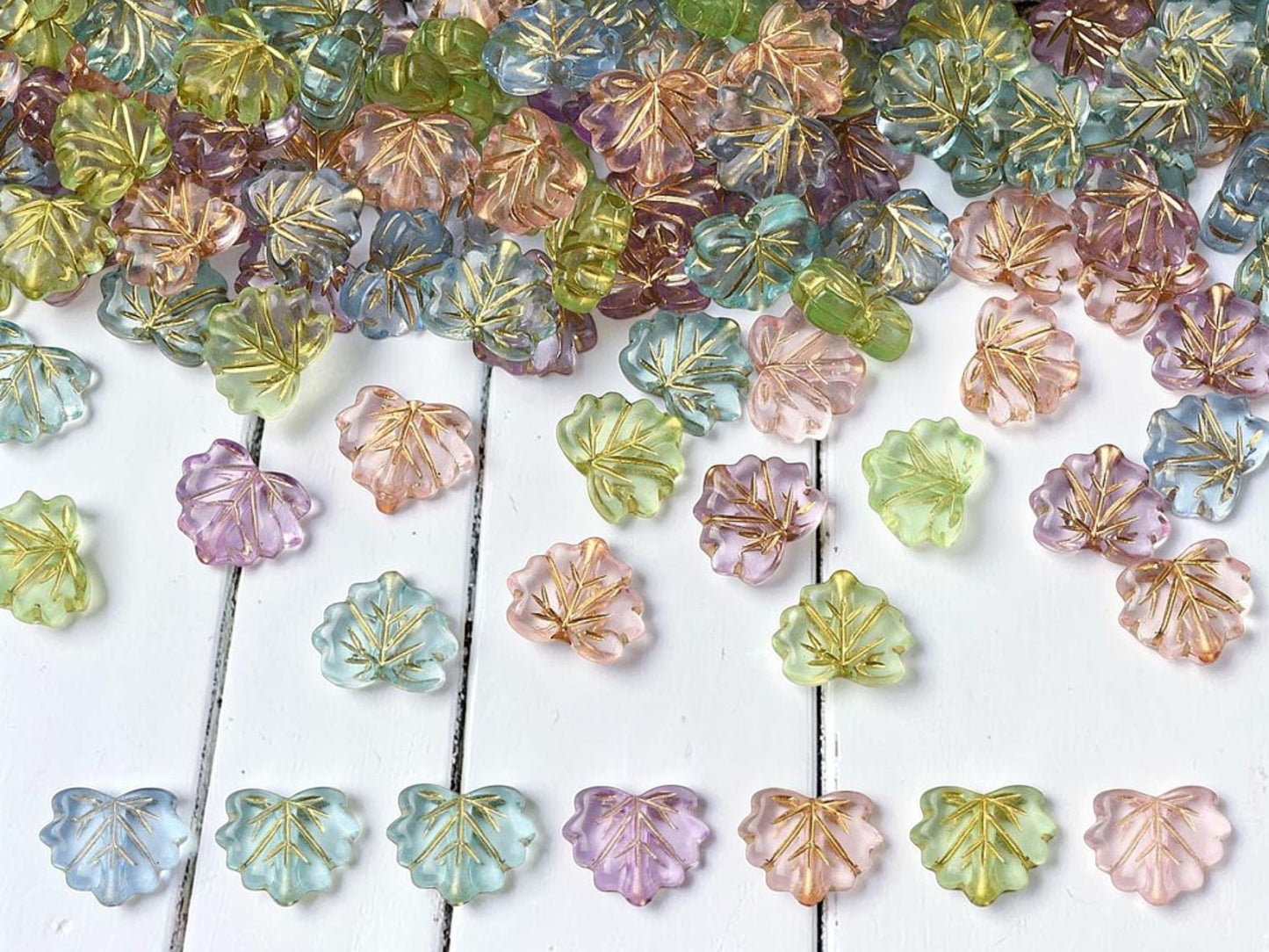 11x13mm Gilded Translucent Mixed Color Acrylic Maple Leaf Beads (250pc Box)