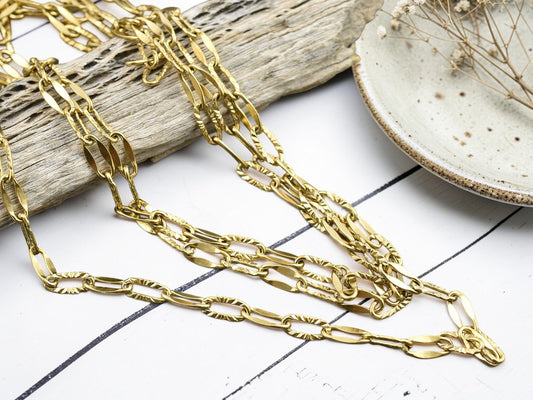 Vacuum Plated (Gold) 304 Stainless Steel 21K Plated Cable Chain 11x5mm