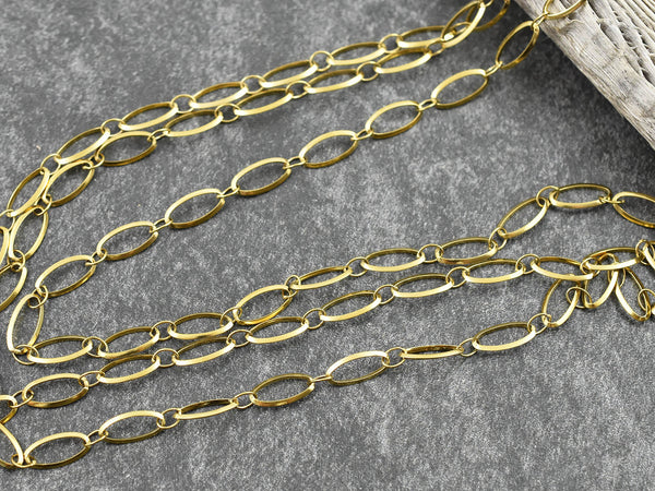 9x5mm 18K Gold Plated 304 Stainless Steel Soldered Oval Paperclip Chain (1ft)