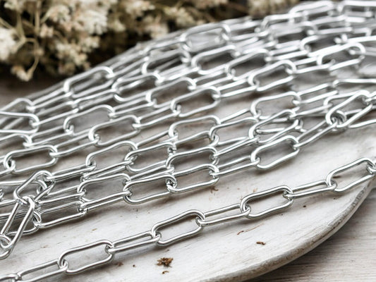 17x7mm 304 Stainless Steel Paperclip Chain -- Sold by the foot