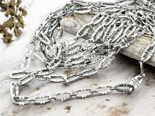 14x7mm Antique Silver 304 Stainless Steel Oval Chain (1ft)