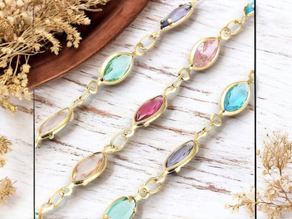 14x4.5x1.8mm 18k Gold Plated Brass w/ Glass Horseye Beads