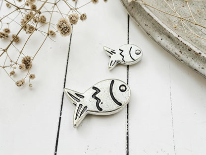 Antique Silver Fish Beads -- Choose Your Size