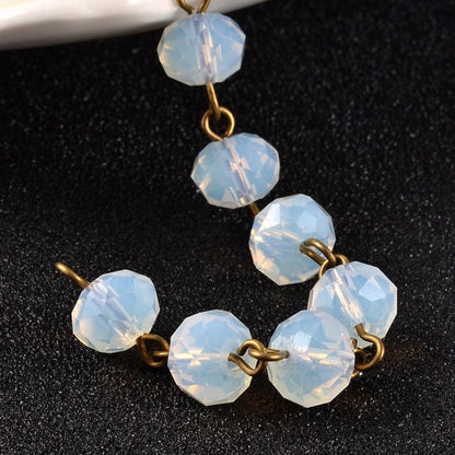 6x8mm Crystal Opaline Fire Polished Rondelles with Bronze Beaded Chain (39.3")