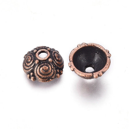 *100* 8mm Antique Copper Bead Caps