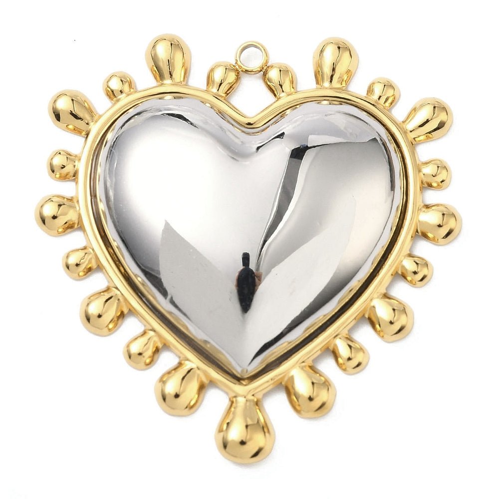 50x48mm Stainless Steel 2 Tone Mixed Metal Heart Pendant - Choose Your Color
