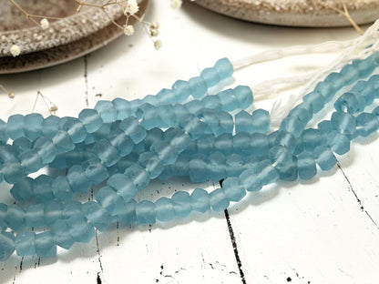 7x11mm Matte Blue Aqua Recycled Java Window Glass Beads