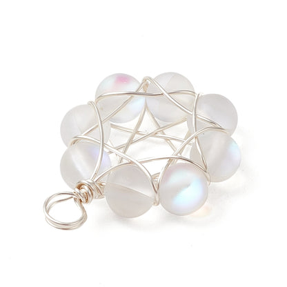 *2* 30x23mm Frosted Synthetic Moonstone Bead Pendants