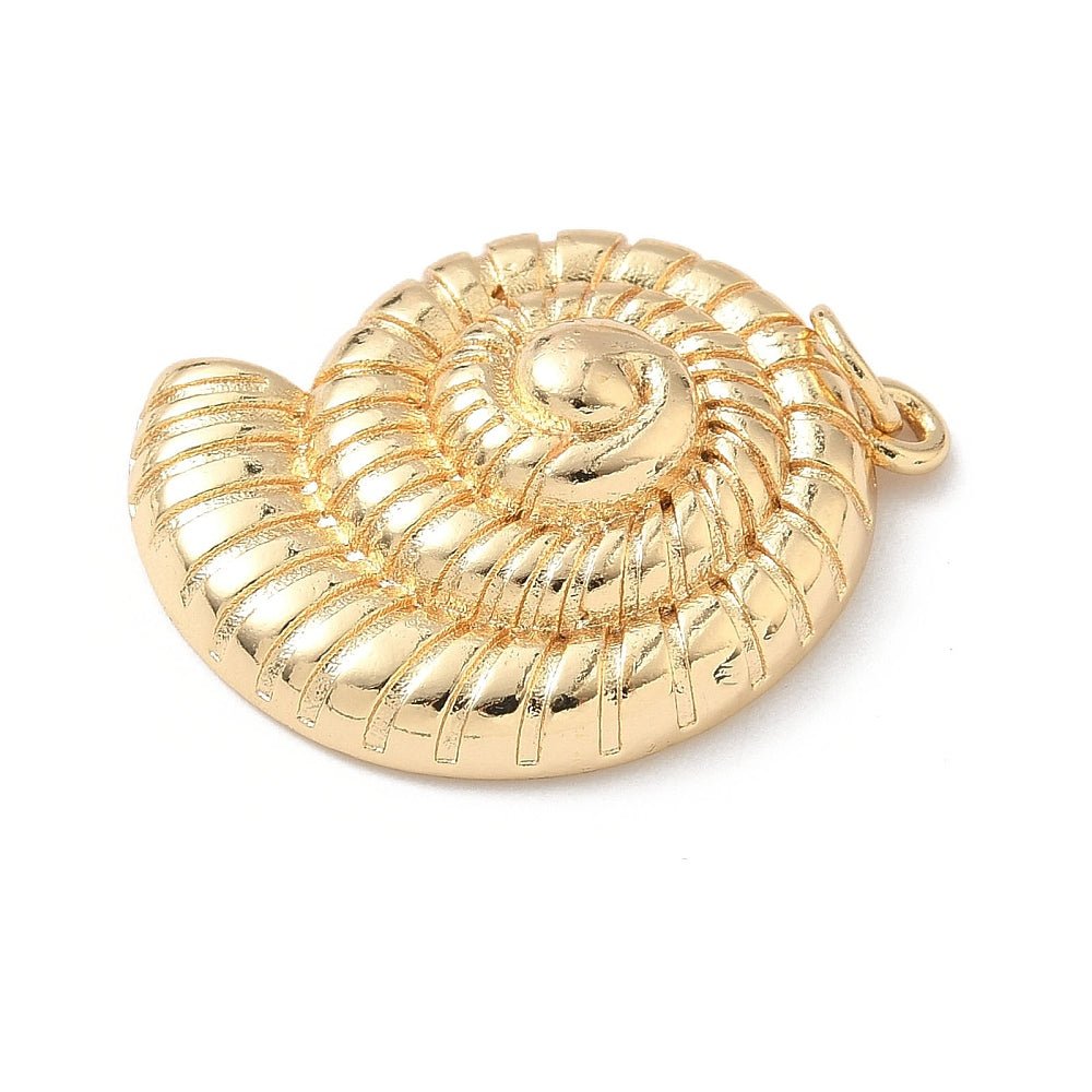 27x21mm 18k Gold Plated Brass Nautilus Shell Pendant
