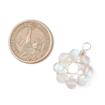 *2* 30x23mm Frosted Synthetic Moonstone Bead Pendants