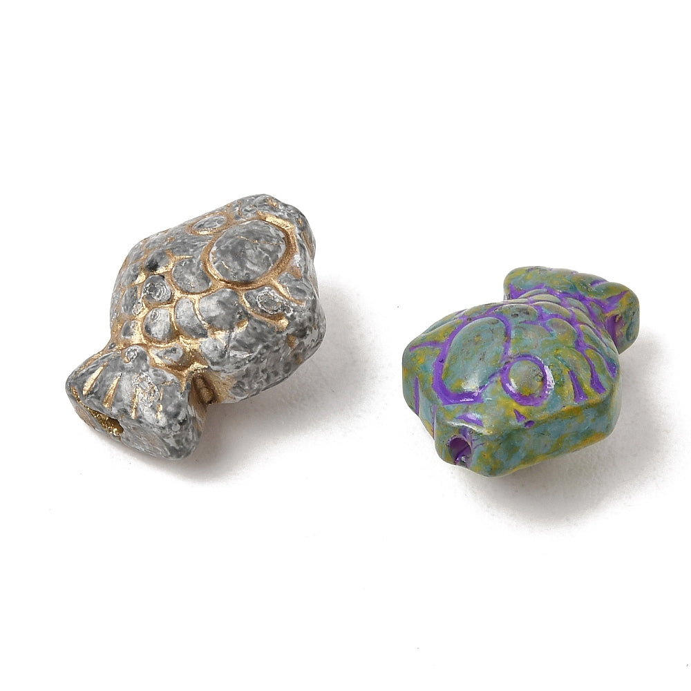 *10* 12x16x8mm Mixed Glass Fish Beads