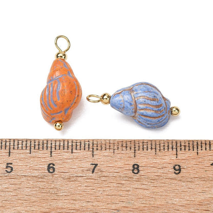 *10* 23x9x10mm Mixed Picasso Bead Conch Shell Charms